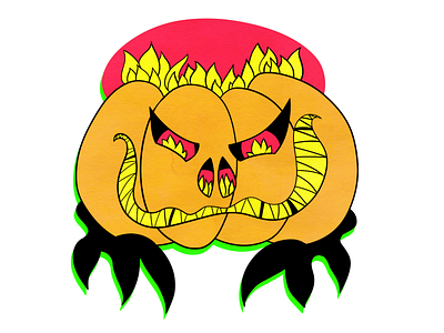 Pumpkin friend autumn character design fall fantasy fire for kids halloween halloween design illustration jack o lantern jack o lantern pumpkin scary smile spooky