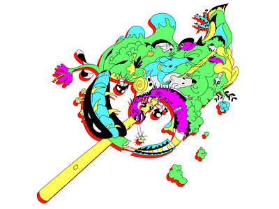 Organic lollipop flat design illustration psychedelic surreal