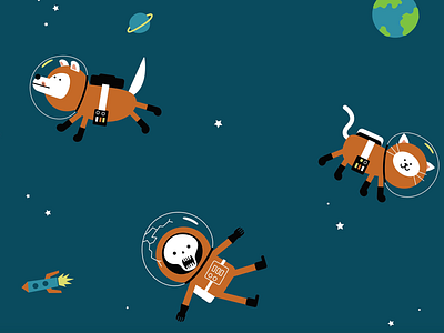 It’s all fun and games until... accident art artwork astronaut cats creative design design dogs editorial illustration graphic arts graphic design graphics illustration package design planets rocket skeleton space spacewalk stars