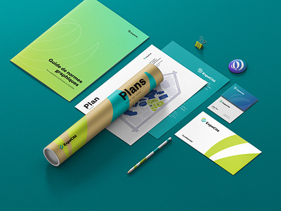 Paper and Stationery Mockup for ExpoCité blue branding design graphic green logo quebec redesign sigmund typography ville de québec