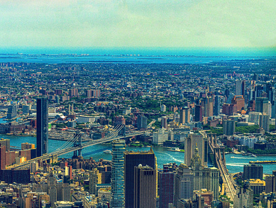 Arial View of Brooklyn & Manhattan Bridges arial photography brooklyn bridge manhattan new york photography