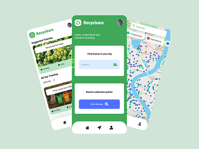 Recyclearn - Learn and Recycle app design graphic design mobile ui ux