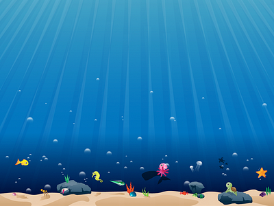 Underwater Friends illustration vector