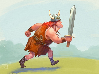 Viking character ready to fight