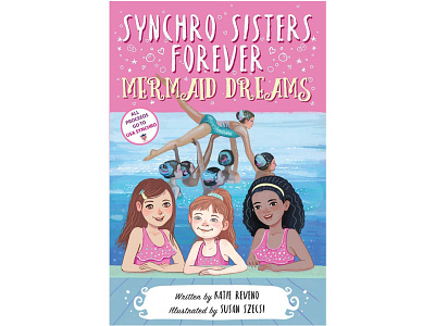 Synchro Sisters Mermaid Dream BOOK COVER and ILLUSTRATION book cover branmonsters.com children cute girls design diverse drawing healthy living illustration mermaid pink sport swimming synchronized swimming