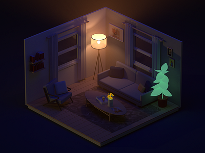 Living Room (Remix) 3d cinema 4d design illustration redshift render room