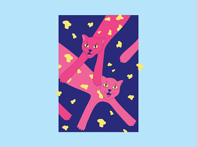 pink cat 2d branding cat pink illustration panther pattern pink ui vector web