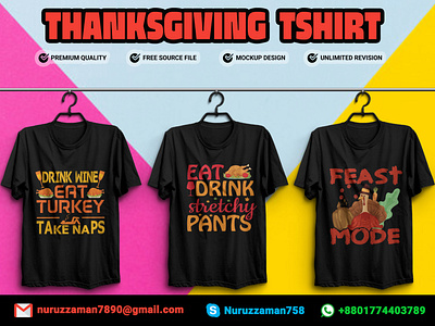 Thanksgiving Day Typography Bulk T-shirts Design