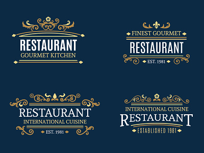 Retro Ornamental Restaurant Logo Collection classic elegant freepik golden luxury ornamental premium restaurant retro vintage