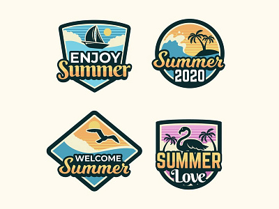 Vintage Summer Badges Collection 2020 badges design free illustration logo palmtree retro summer sun tropical vector vintage