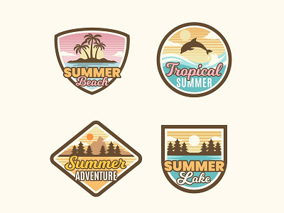 Vintage Summer Badges Collection 2020 badges beach camp dolphin forest island logo palmtree retro sea summer tropical vector vintage