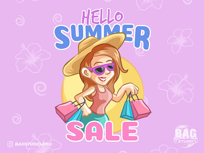 Summer Sale Shopping Lady Illustration