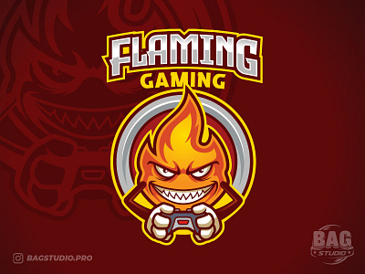 Flame Mascot Gamer Esport Logo Template cartoon console esport fire flame gamer gaming hot joypad logo streamer template