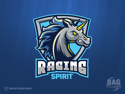 Angry Unicorn Esport Logo Template cartoon envato esport fantasy gamer horse illustrator logo mascot team unicorn vector