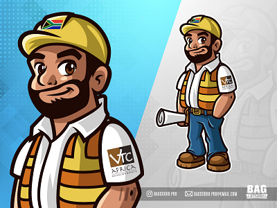 Constructor Mascot builder cartoon character constructor contractor helmet illustration logo mascot vector