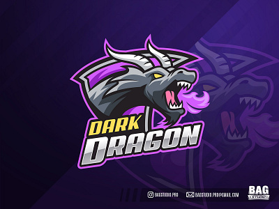 Dark Dragon Esport Logo beast breathing dragon emblem esports fire gamer illustration logo mascot monster sportslogo wild