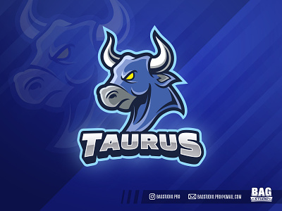 Bull Esport Mascot Logo bull cartoon esports freepik illustrator league logo mascot taurus team template