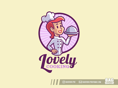 Lady Cook Vintage Mascot Logo cartoon character chef cooking freepik illustration mascot restaurant vector vintage