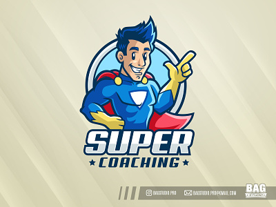 Cartoon Superhero Mascot Logo avatar badge cape cartoon character comic costume hero illustration logo mascot muscular strong super superhero vector
