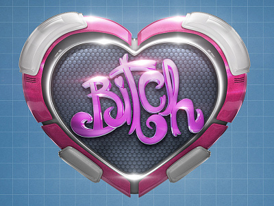 Cyber Heart 3d cinema4d cybernetic heart lettering love metal render valentine