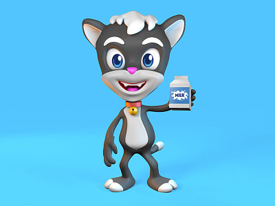 Neko 3D Character 3d cartoon cat character characterdesign cinema4d kawaii milk render