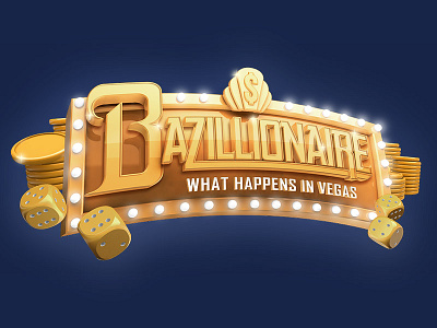 Bazillionaire Marquee 3d banner casino cinema4d gambling golden lettering marquee render shiny typography vegas