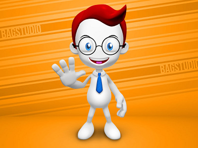 3D Guy Character 3d blank bowtie business businessman cardboard cartoon character mascot nerd pack