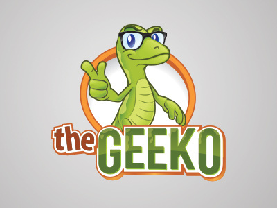 Gecko Mascot Logo illustration nerd geek character design cartoon mascot cute lizard gecko