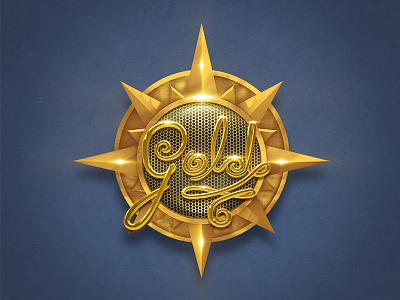 Golden Badge 3d ancient aztec badge gold golden lettering medallion relic render shiny sun