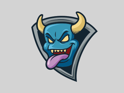Devil Logo Template blue cool devil emblem envato evil fangs gamer graphicriver horns logo smile