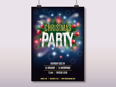Christmas Party Flyer christmas design disco flyer music nightclub party poster print template