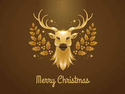 Christmas Golden Reindeer animal brown christmas gold hipster merry reindeer shiny wild