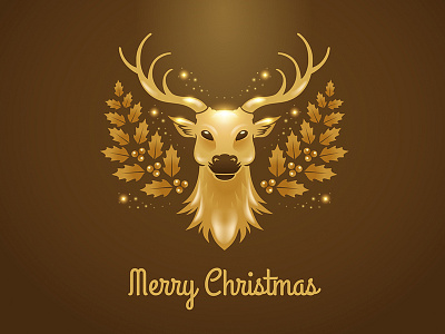 Christmas Golden Reindeer animal brown christmas gold hipster merry reindeer shiny wild