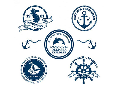 Nautic Badges Collection anchor badges emblem free freepik logos marine nautic ocean sea set ship