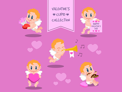 Cute Cupid Character 02 angel cherub chocolate cupid cute flowers heart love present sweet valentine