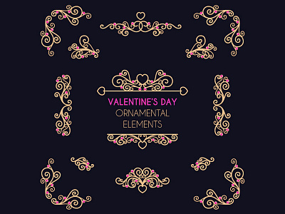 Golden Ornaments Collection 02 assets free freepik hearts jewels love ornaments sweet valentine vector