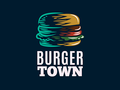 Burger Town Flyer burger fastfood flyer hamburger handrawn restaurant template