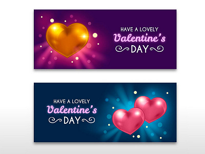 Valentine Banners banner cute design free freepik gold herat love pink shiny valentine vector