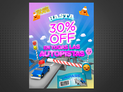 Kawaii Highway Poster 3d campaign highway kawaii pass poster render smile street toll traffic