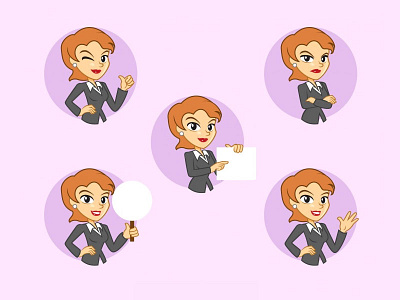 Businesswoman Cartoon Collection businesswoman characters corporate female mascot office suit teamwork woman worker