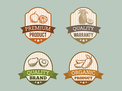 Fruit Label Collection appple avocado badges fresh fruit label organic pineapple tropical