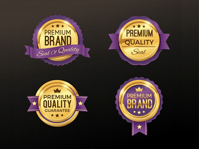 Golden Quality Labels 02 brand choice emblem freepik golden logo premium quality recommended ribbon seal star