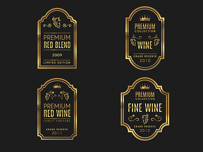 Luxury Wine Labels elegant golden labels restaurant retro vineyard vintage wine winery