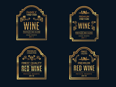 Luxury Wine Labels 02 elegant golden labels restaurant retro vineyard vintage wine winery