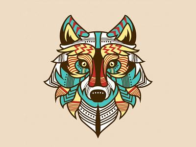 Ethnic Wolf Illustration animal ethnic hunter illustration logo nature symbol wild wildlife wolf