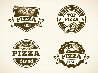 Vintage Pizza Logo Collection 01 brand fastfood food freepik logo pizza restaurant retro slice vintage