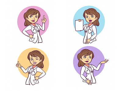 Doctor Woman Character Set care clinic doctor health healthcare lab laboratory lady mascot professional science woman