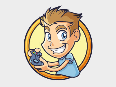 Gamer Guy Logo Template cartoon gamepad gamer gaming guy joypad joystick kid mascot videogame