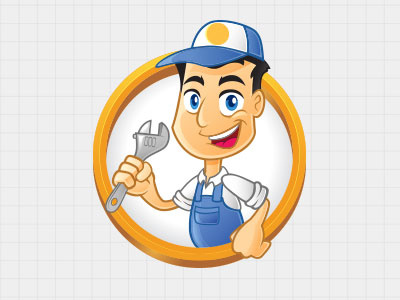 Repairman Vector Logo Template & Mascot builder cartoon construction diy fix mechanic repair service technician tool wrench