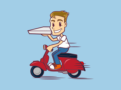 Delivery man on scooter